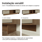 Rack para TV até 80 Polegadas 218 cm 2 Portas Rustic/Crema Agata Madesa