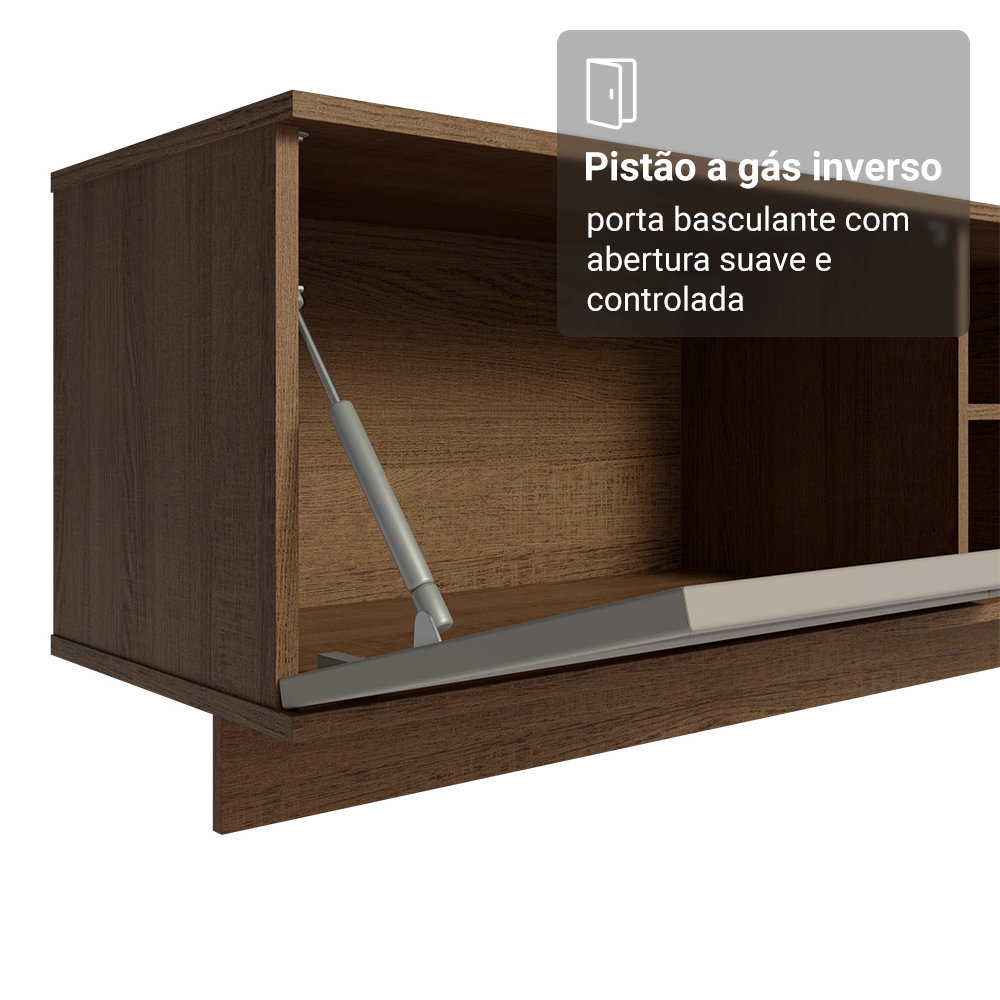 Rack Suspenso para TV até 80 Polegadas 218 cm 2 Portas Rustic/Crema Vik Madesa