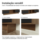 Rack para TV até 80 Polegadas 218 cm 2 Portas Rustic/Preto Agata Madesa