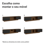 Rack Suspenso para TV até 80 Polegadas 218 cm 2 Portas Rustic/Preto Agata Madesa