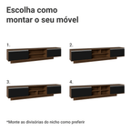 Rack Suspenso para TV até 80 Polegadas 218 cm 2 Portas Rustic/Preto Glamy Madesa