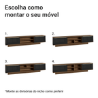 Rack Suspenso para TV até 80 Polegadas 218 cm 2 Portas Rustic/Preto Lux Madesa
