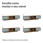Rack Suspenso para TV até 80 Polegadas 218 cm 2 Portas Rustic/Cinza Lux Madesa