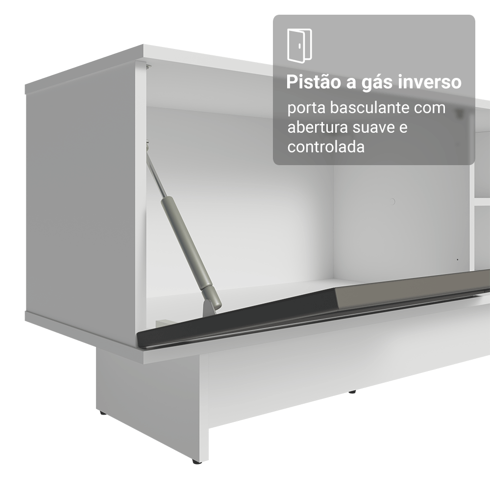 Rack para TV até 80 Polegadas 218 cm 2 Portas Branco/Cinza Vik Madesa