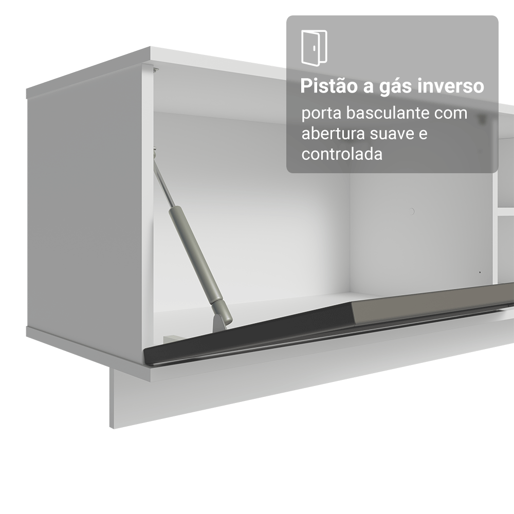 Rack Suspenso para TV até 80 Polegadas 218 cm 2 Portas Branco/Cinza Vik Madesa