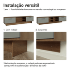 Rack para TV até 80 Polegadas 218 cm 2 Portas Rustic/Cinza Agata Madesa