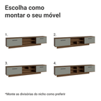 Rack Suspenso para TV até 80 Polegadas 218 cm 2 Portas Rustic/Cinza Agata Madesa