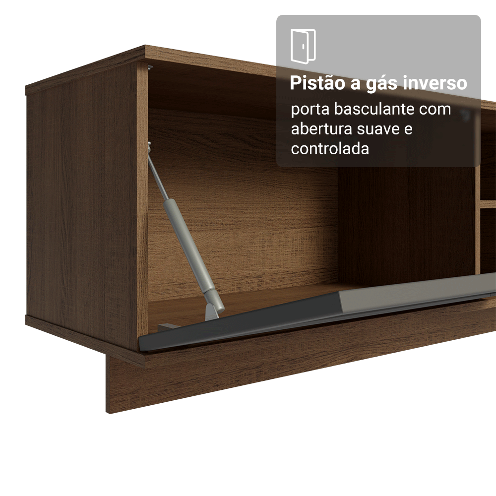 Rack Suspenso para TV até 80 Polegadas 218 cm 2 Portas Rustic/Cinza Vik Madesa