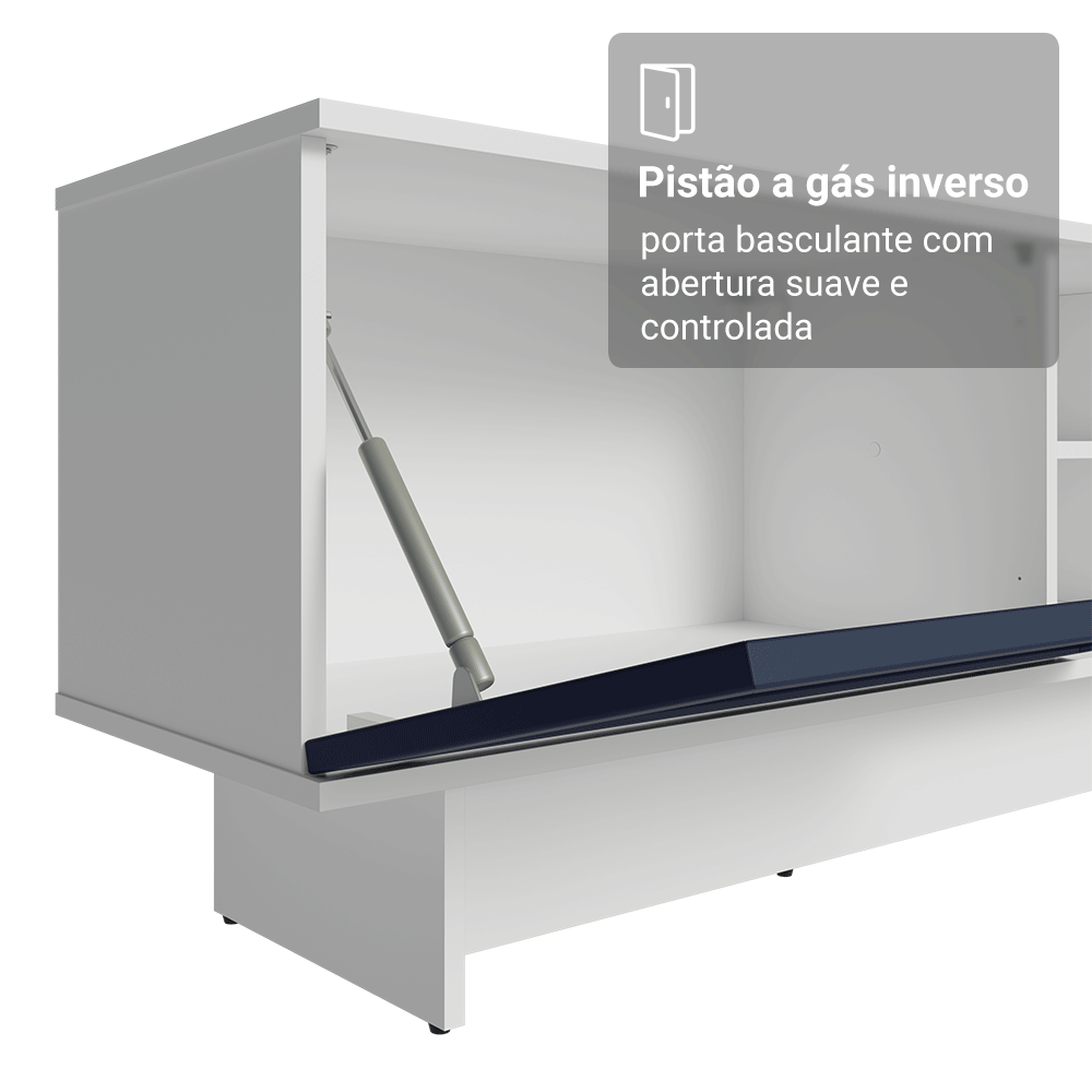 Rack para TV até 80 Polegadas 218 cm 2 Portas Branco/Azul Vik Madesa