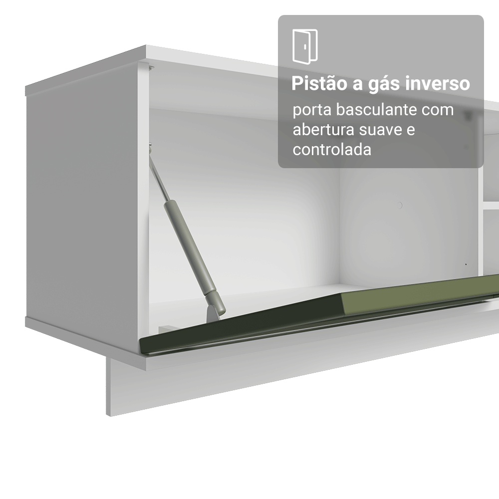 Rack Suspenso para TV até 80 Polegadas 218 cm 2 Portas Branco/Verde Vik Madesa