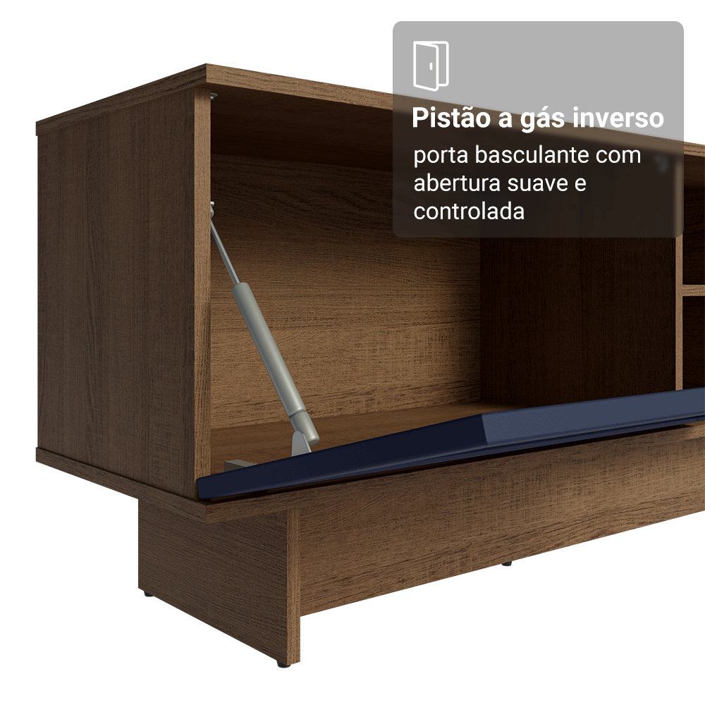 Rack para TV até 80 Polegadas 218 cm 2 Portas Rustic/Azul Vik Madesa