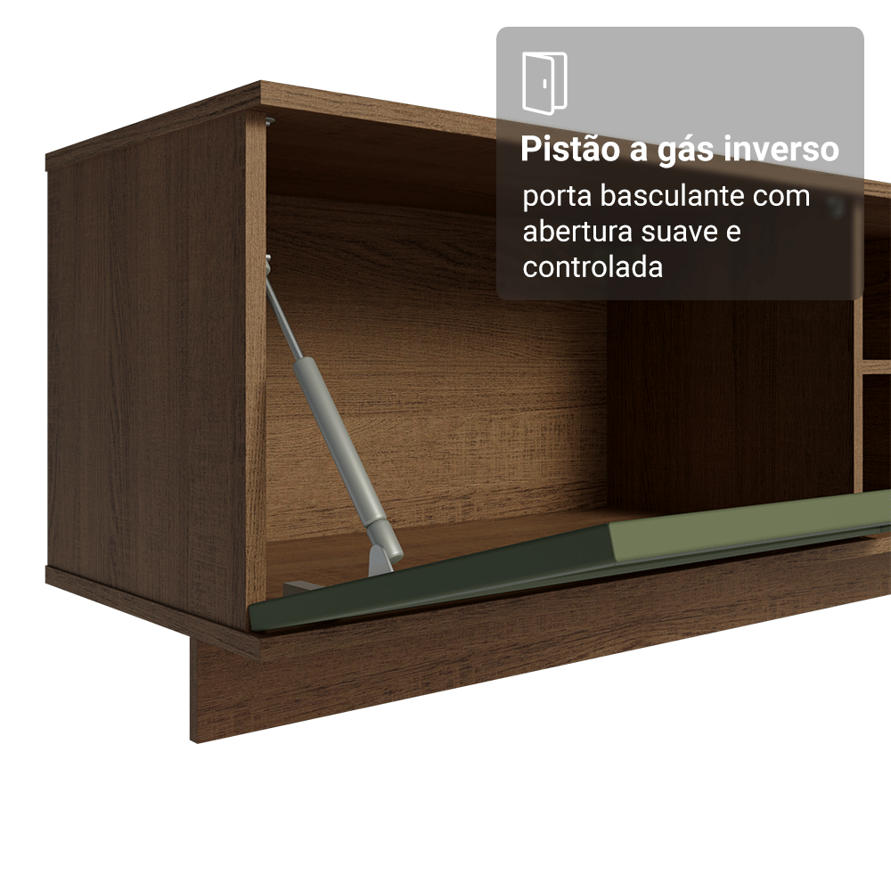 Rack Suspenso para TV até 80 Polegadas 218 cm 2 Portas Rustic/Verde Vik Madesa