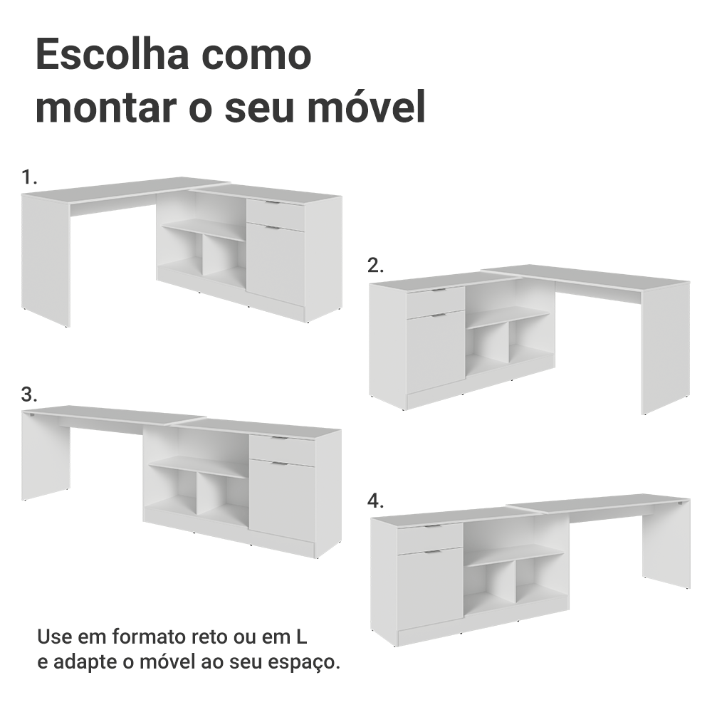 Escrivaninha de Canto Branco Roma Madesa