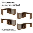 Escrivaninha de Canto Rustic/Crema Roma Madesa
