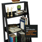 Estante Escada para Livros com 4 Prateleiras Madesa Preto