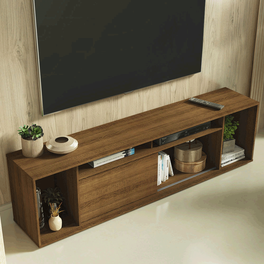 Rack para TV até 65 Polegadas Madesa 7008 com 5 Nichos e 1 Porta Rustic PO