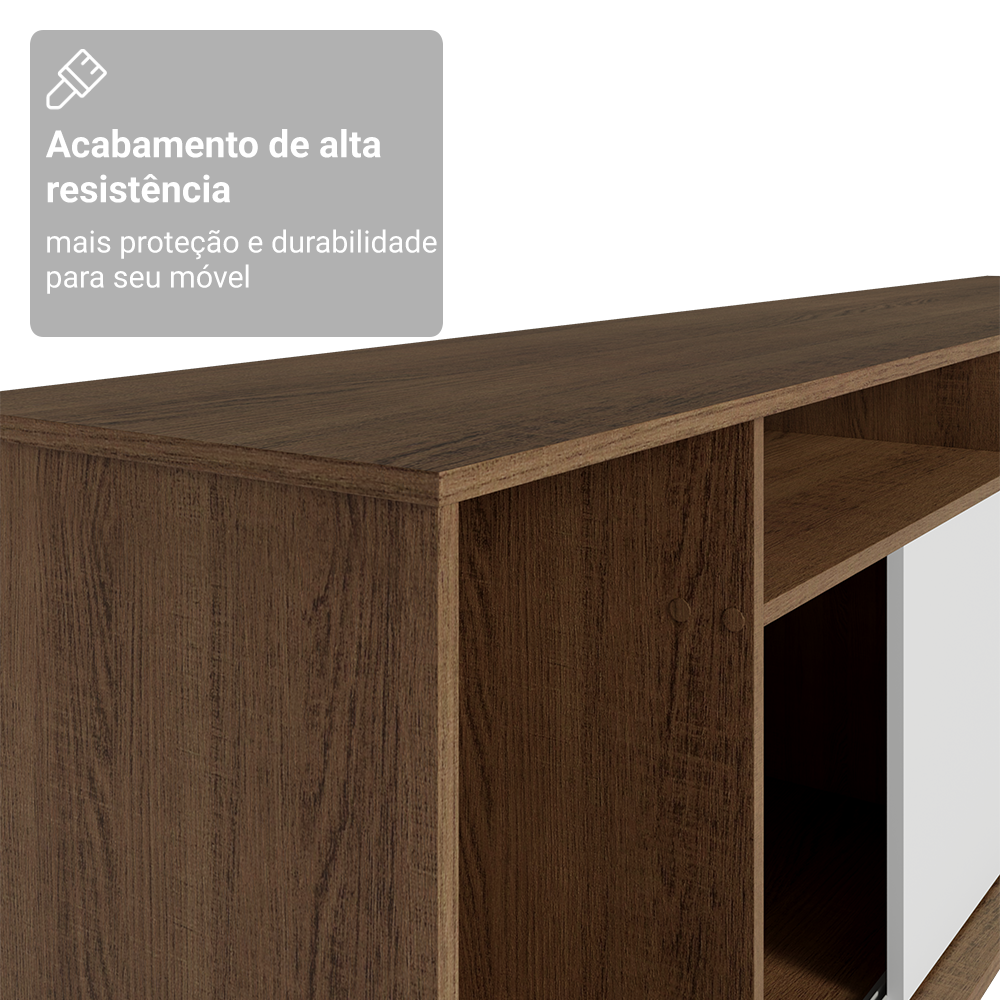 Rack para TV até 65 Polegadas Madesa Cancun Rustic/Branco