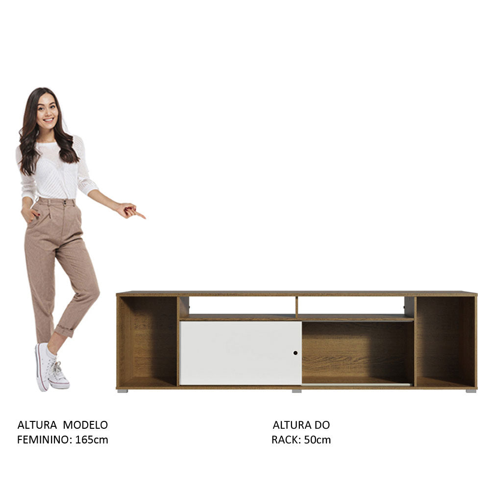 Rack para TV até 65 Polegadas Madesa Cancun Rustic/Branco