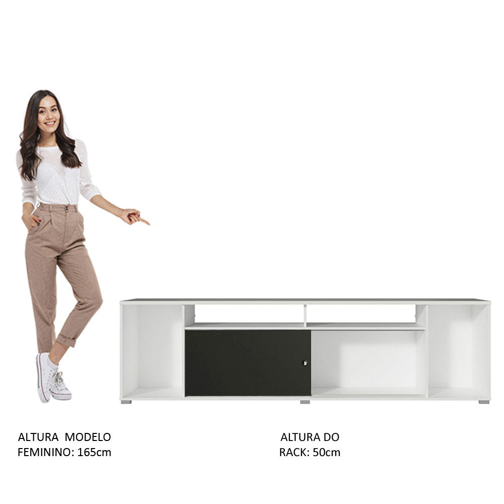 Rack para TV até 65 Polegadas Madesa Cancun Branco/Preto