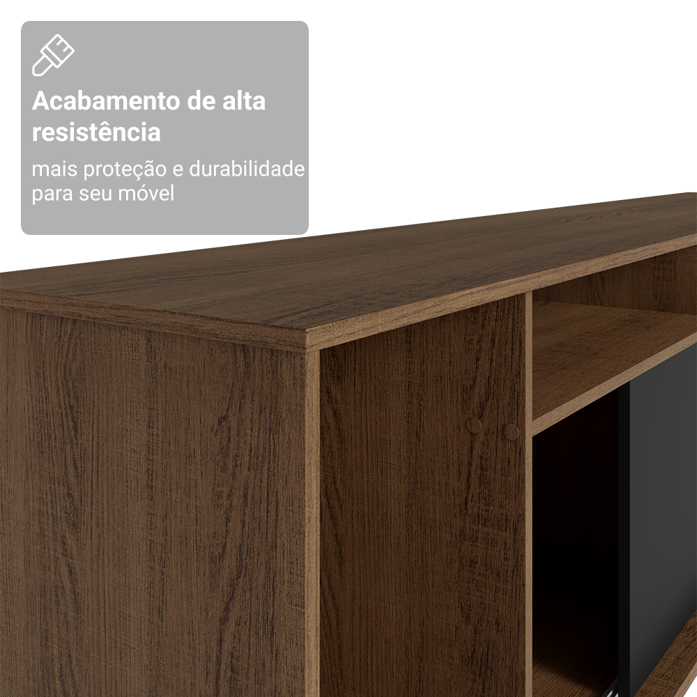 Rack para TV até 65 Polegadas Madesa Cancun Rustic/Preto