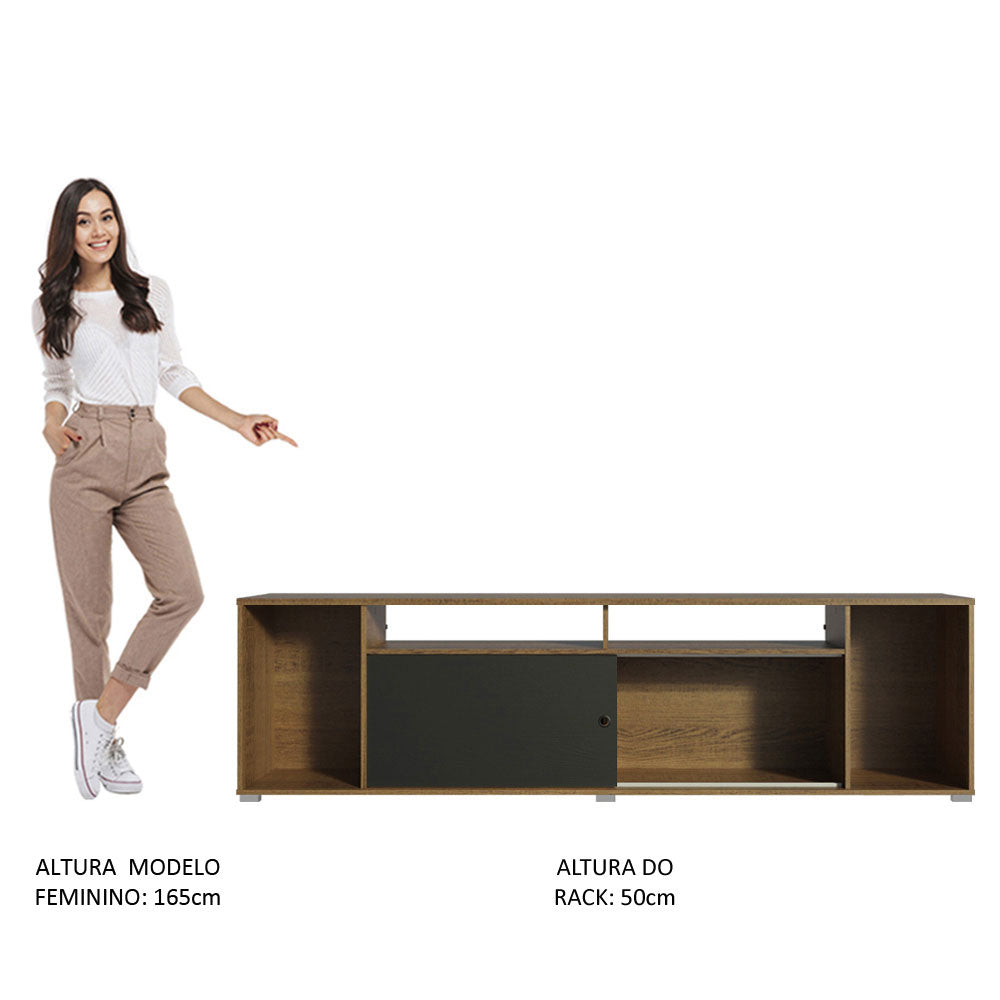 Rack para TV até 65 Polegadas Madesa Cancun Rustic/Preto