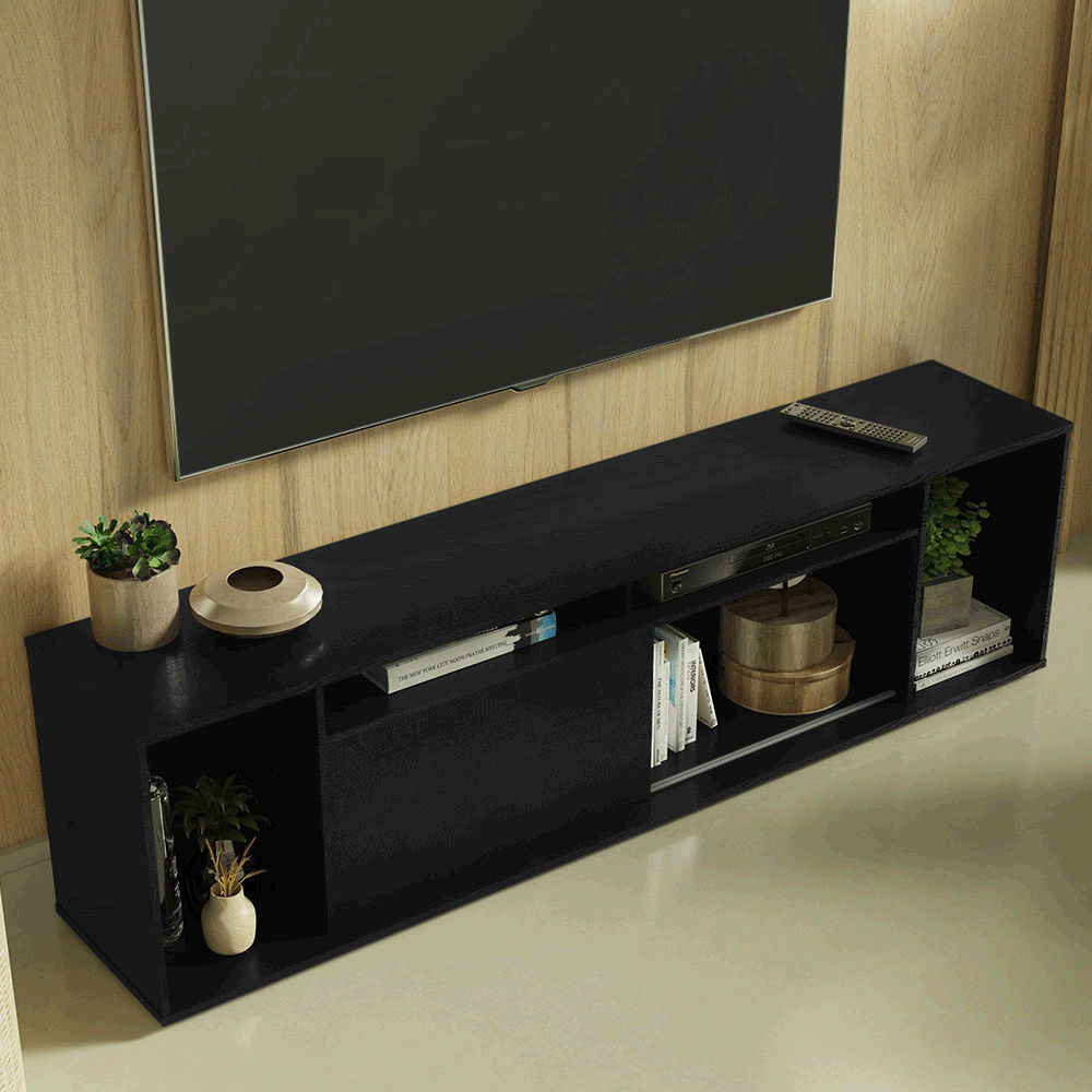 Rack para TV até 65 Polegadas Madesa 7008 com 5 Nichos e 1 Porta Preto PO