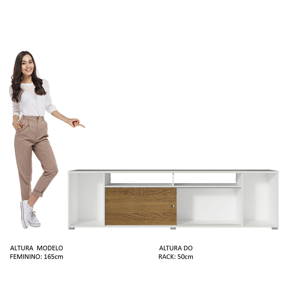 Rack para TV até 65 Polegadas Madesa Cancun Branco/Rustic