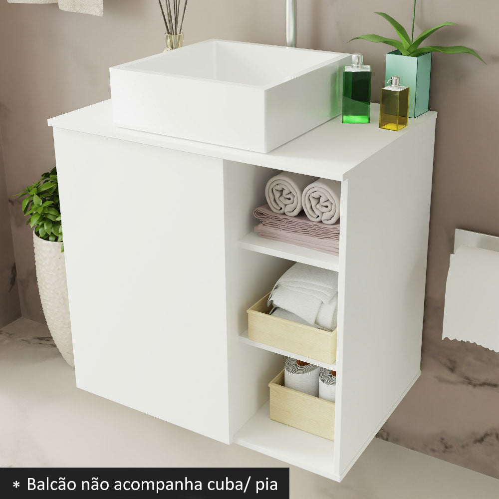 Armário Gabinete com Espelho para Banheiro 60cm Branco Madesa