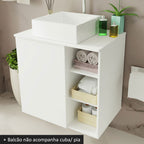 Armário Gabinete com Espelho para Banheiro 60cm Branco Madesa