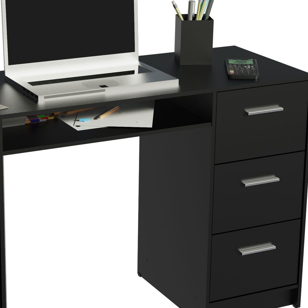 Escrivaninha Madesa Alaska 3 Gavetas 1 Porta Preto