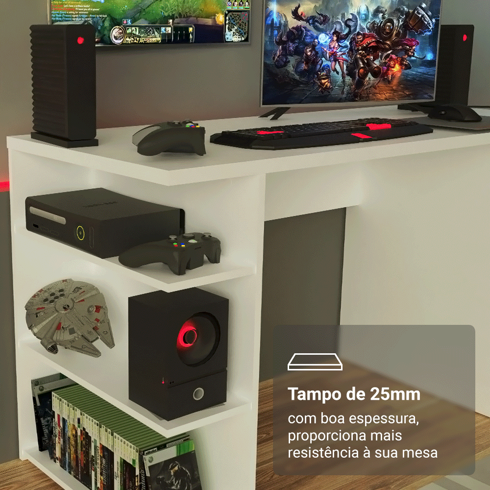 Mesa para Computador Gamer Madesa 9409 Branco