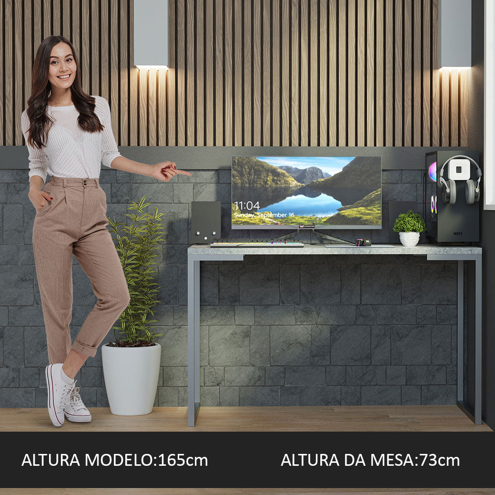 Mesa de Escritório Industrial Cinza 120cm Mood Madesa