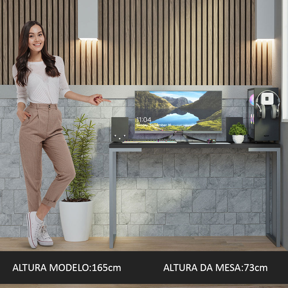 Mesa de Escritório Industrial Preta 120cm Nero Marquina Madesa