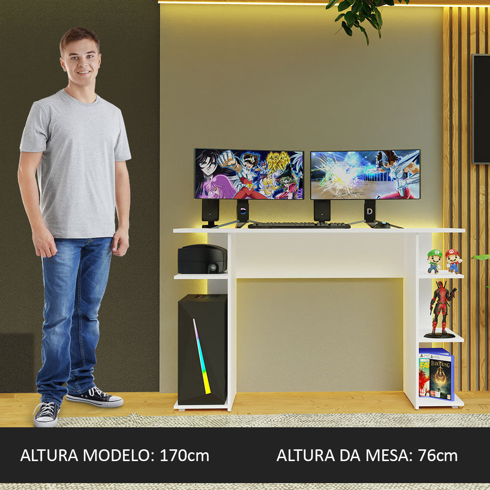 Escrivaninha Mesa para Computador Gamer Branco 9424 Madesa