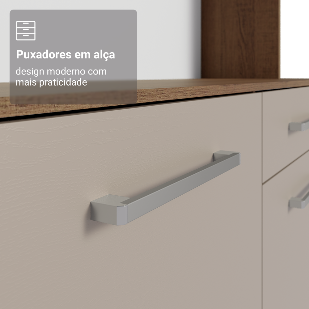 Armário de Cozinha Compacta 120cm Rustic/Crema Life Madesa
