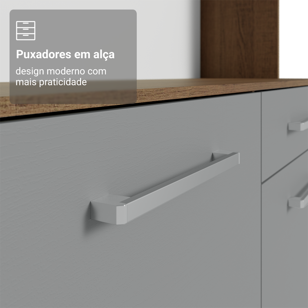 Armário de Cozinha Compacta 120cm Rustic/Cinza Life Madesa