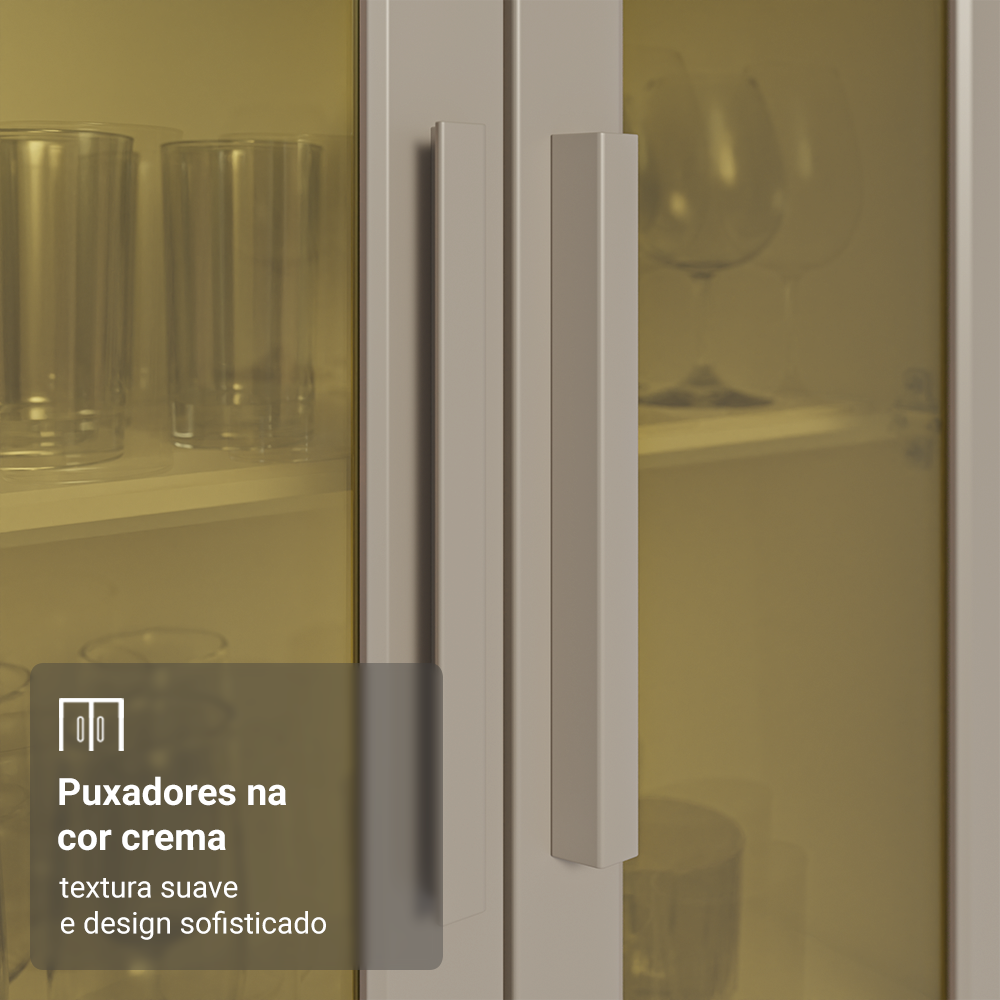 Kit Balcão + Cristaleira 60 cm Branco/Rustic/Crema Smart 100% MDF Madesa