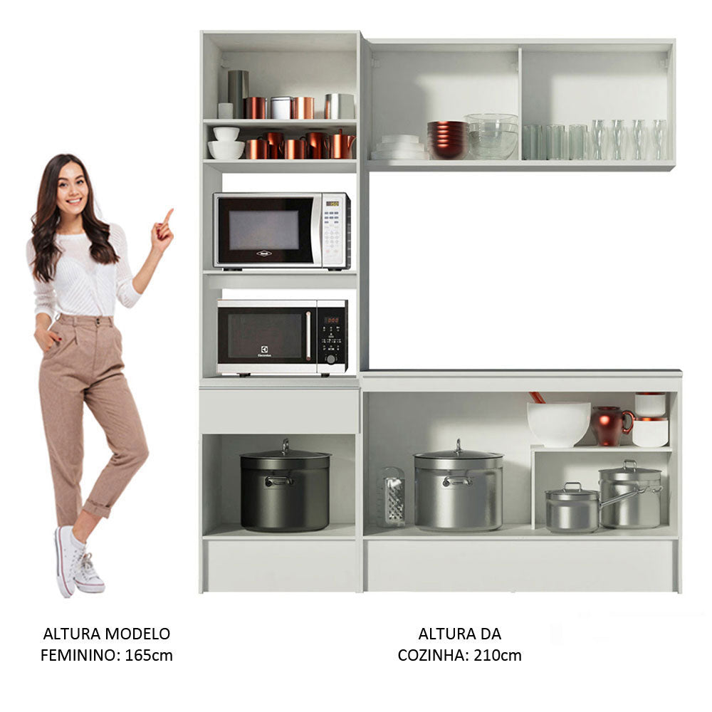 Armário de Cozinha Compacta 180cm Branco Diamante Madesa 86