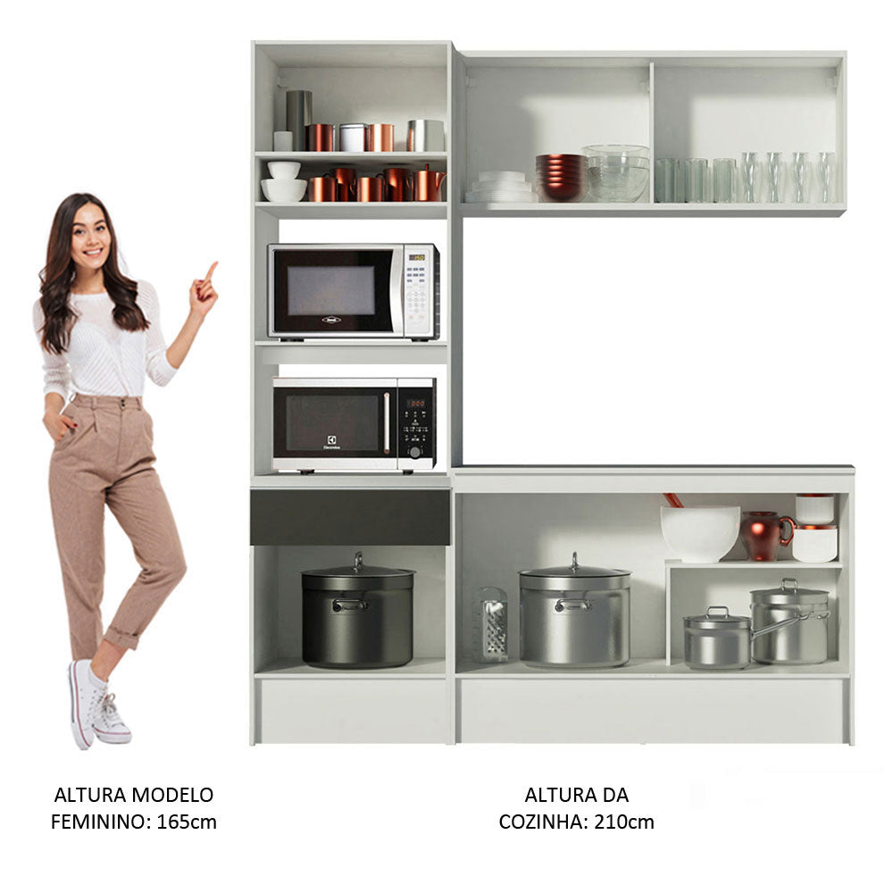 Armário de Cozinha Compacta 180cm Branco/Preto Topazio Madesa 86