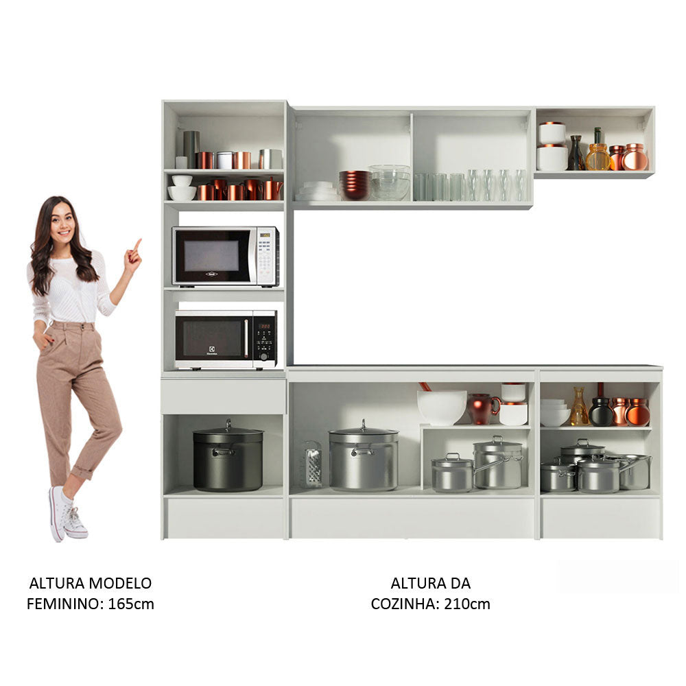 Armário de Cozinha Completa 240cm Branco Diamante Madesa