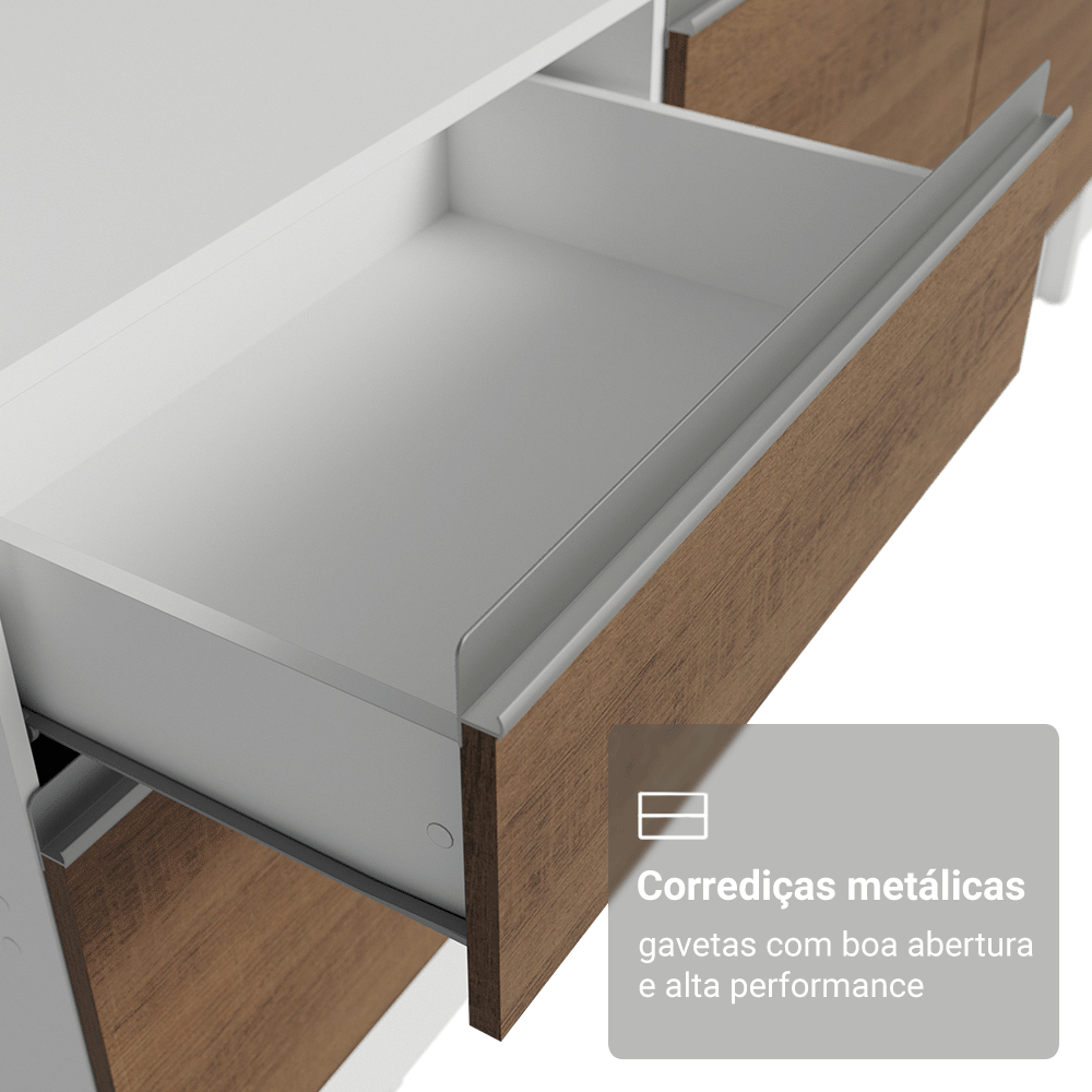 Armário de Cozinha Completa 240cm Branco/Rustic Diamante Madesa