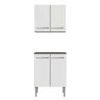 Kit com Armário Aéreo e Balcão 64cm Rustic/Branco Emilly Madesa
