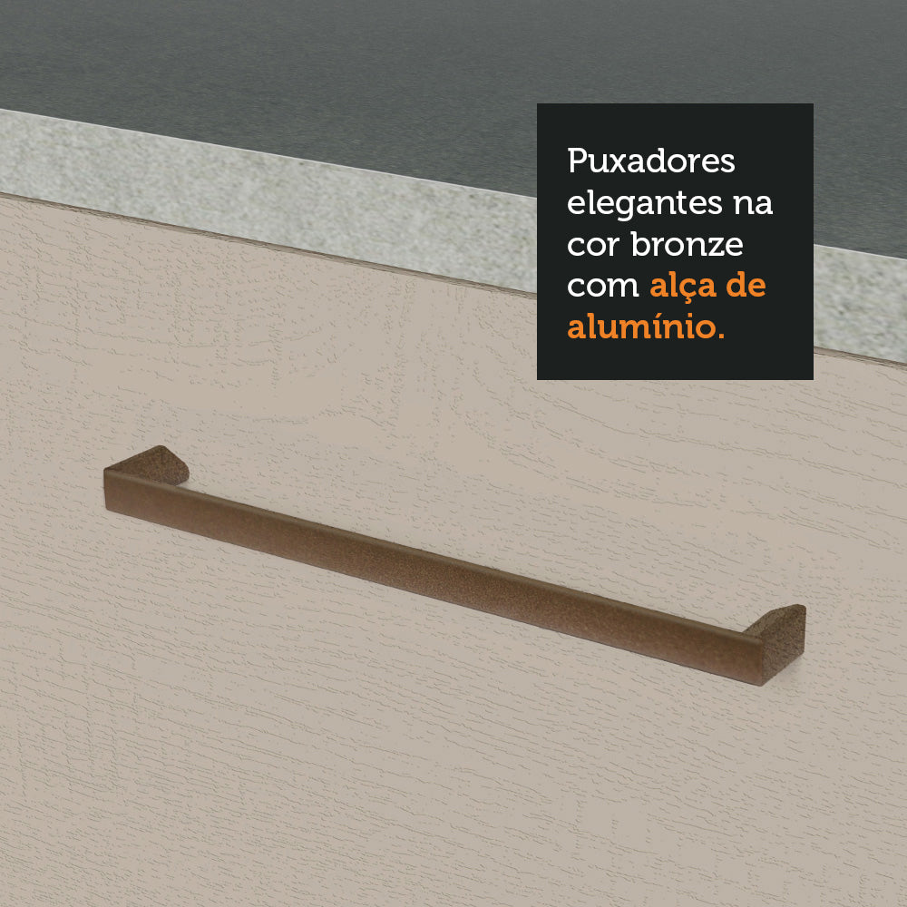 Balcão Gabinete de Pia 120 x 60 cm 2 Portas e 3 Gavetas (Sem Tampo) Branco/Crema Agata Madesa