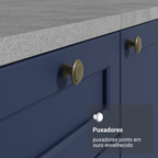 Balcão de Pia 120 x 60 cm 2 Portas 3 Gavetas (Sem Tampo) Branco/Azul Vik Madesa