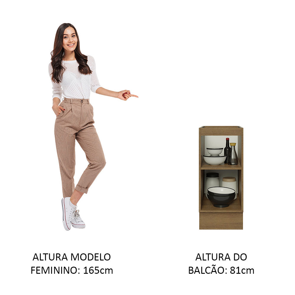 Balcão Cozinha 35 x 60 cm 1 Porta (Sem Tampo) Rustic/Branco Stella Madesa