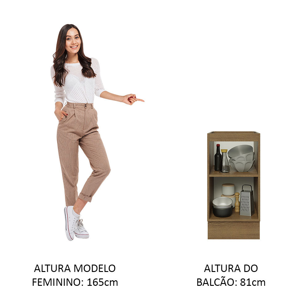 Balcão Cozinha 40 x 60 cm 1 Porta (Sem Tampo) Rustic/Branco Stella Madesa