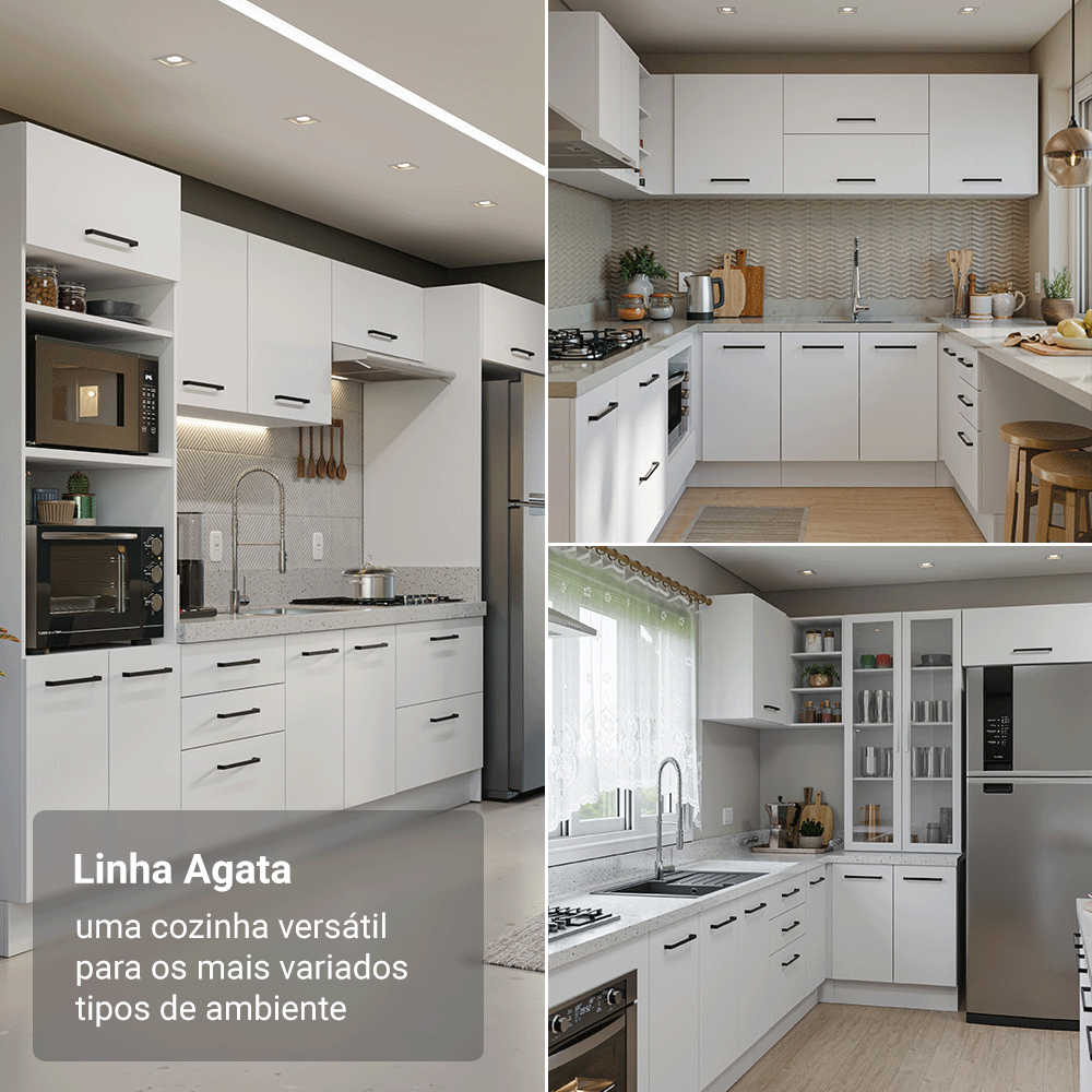 Balcão de Cozinha 40 x 60 cm 1 Porta Branco Tampo Rustic Agata Madesa