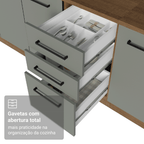 Balcão Madesa Agata 40 x 60 cm 3 Gavetas (Sem Tampo) Rustic/Cinza