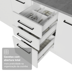 Balcão de Cozinha 40 x 60 cm 3 Gavetas Branco Tampo Rustic Agata Madesa
