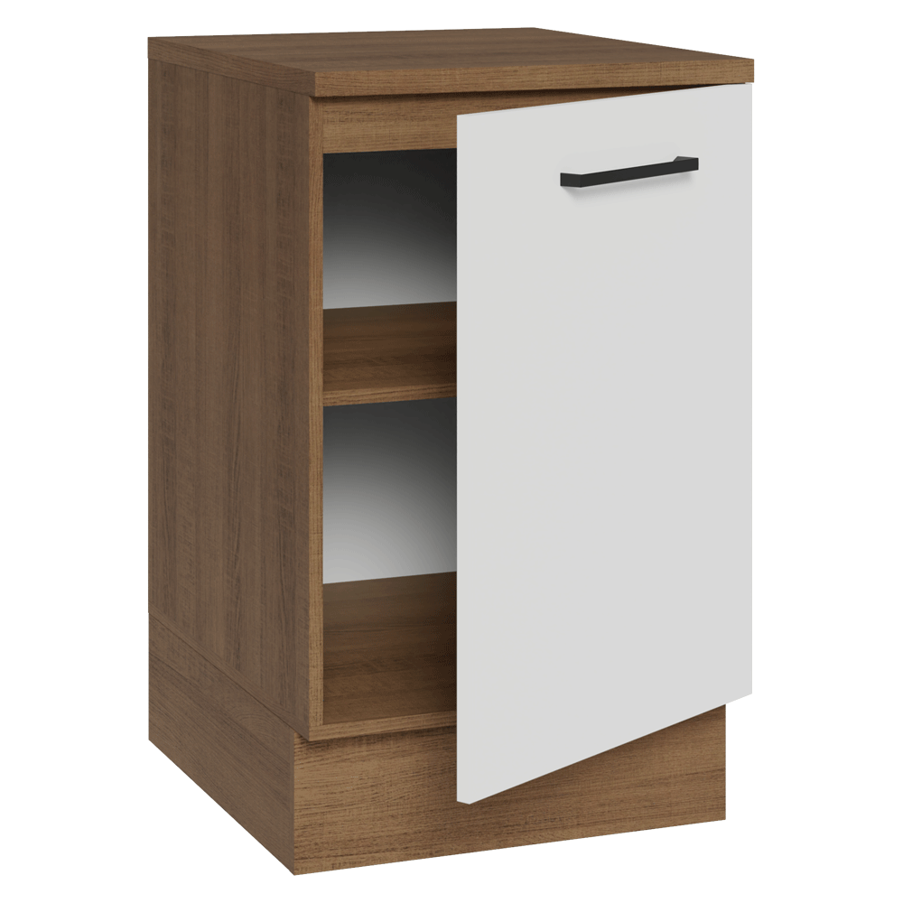 Balcão de Cozinha 50 x 60cm 1 Porta (Com Tampo) Rustic/Branco Agata Madesa